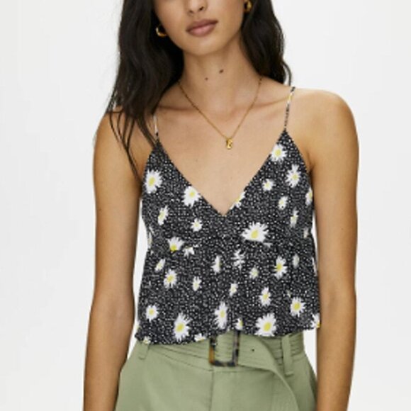 Aritzia Little Moon Lover Cropped Camisole Blouse Daisy Womens Small - Picture 1 of 4